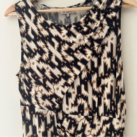 Etro Milano Sheath Dress Abstract Ruched Slinky Draped Neckline Italy Size 10 - Picture 2 of 9